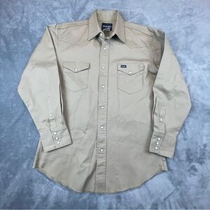 Wrangler pearl snap shirt heavy canvas western workwear Mens 16x33 excellent